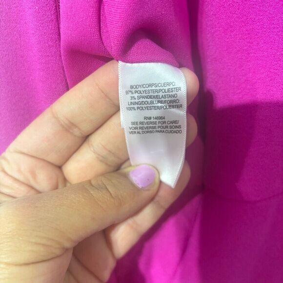 Julia Jordan Halter Neck Jumpsuit 12 Fuchsia Pink Wide Leg Sleeveless Pockets - Picture 9 of 10